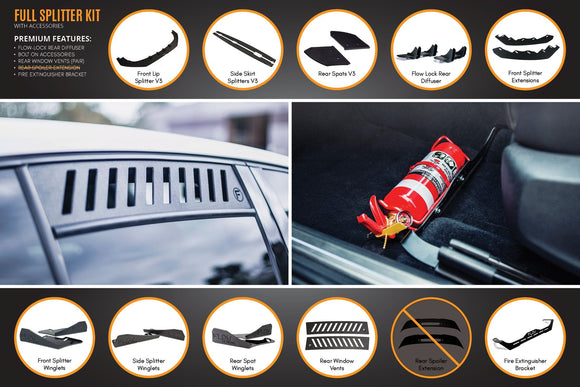 FLOW Designs  MK6 Golf R Full Lip Splitter Set WITHOUT Accessories - MODE Auto Concepts