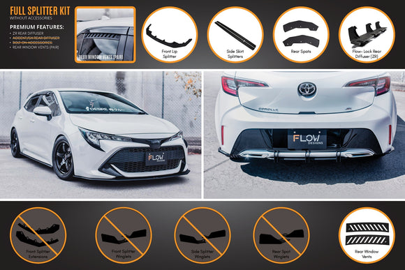 FLOW Designs  Corolla MZEA12R/ZWE211R 2018-2022 Full Lip Splitter Set - MODE Auto Concepts