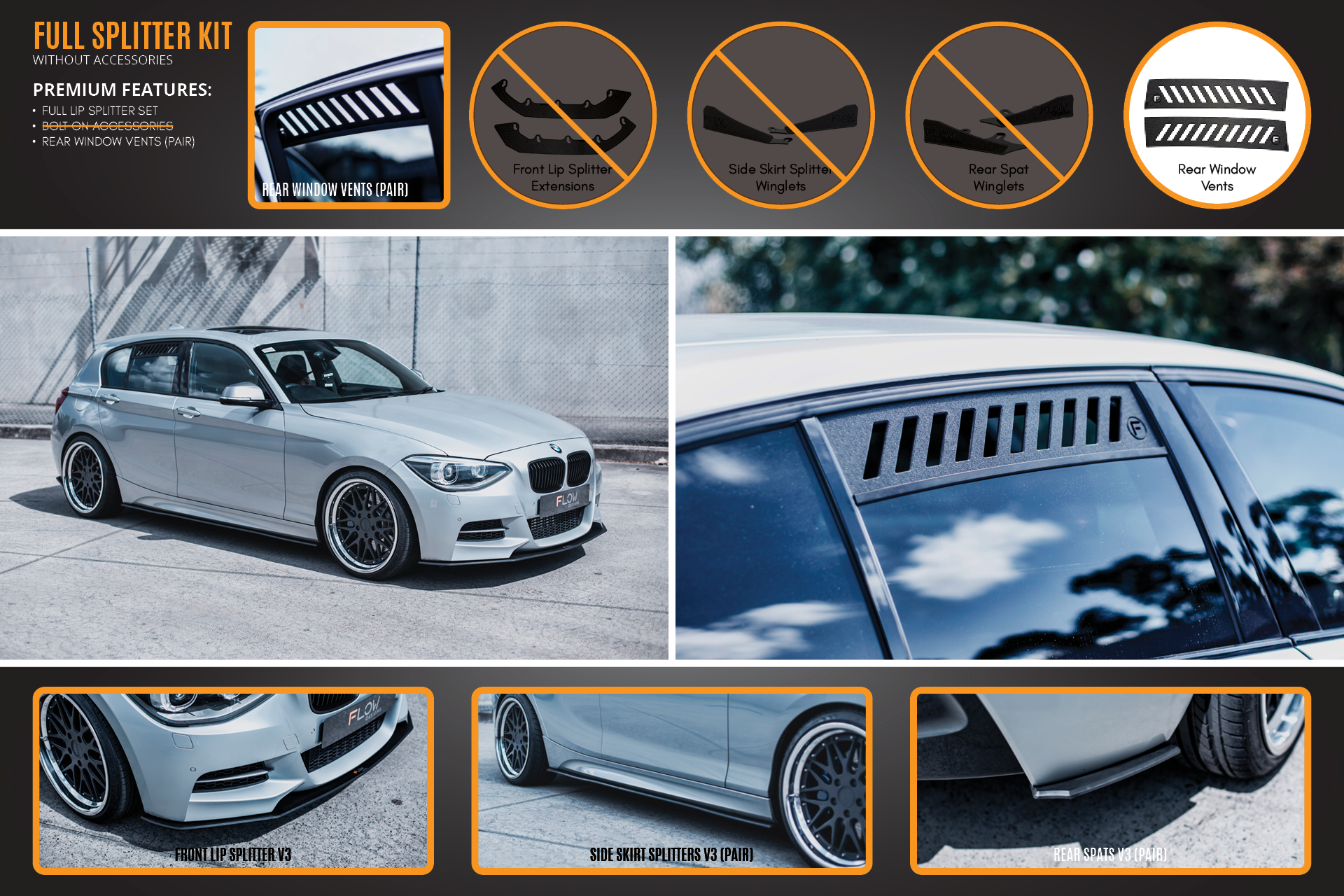 FLOW Designs  F20 Pre LCI M135 Full Lip Splitter Set - MODE Auto Concepts