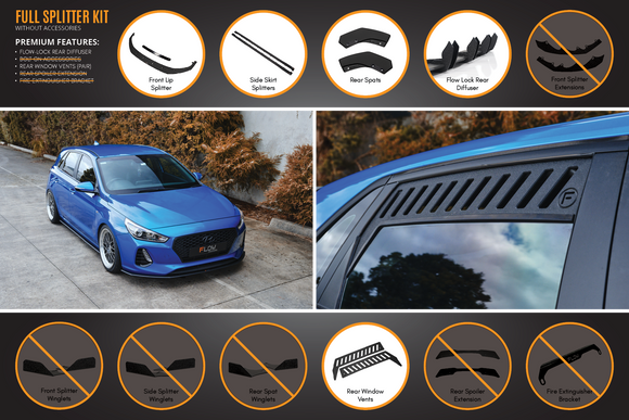 FLOW Designs  i30 SR Hatch (2017-2018) Full Lip Splitter Set - MODE Auto Concepts