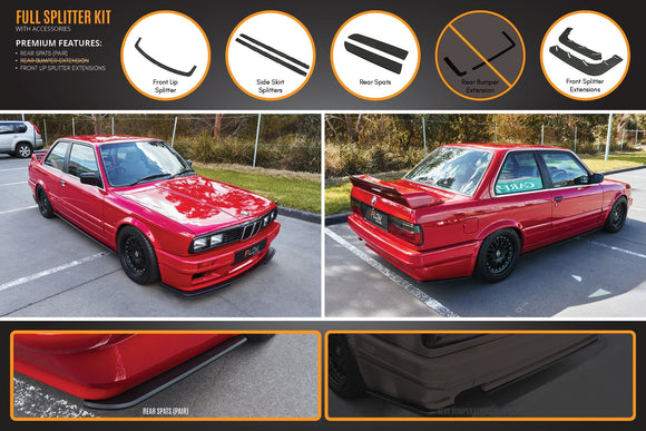 FLOW Designs  E30 M-Tech 2 Full Lip Splitter Set - MODE Auto Concepts