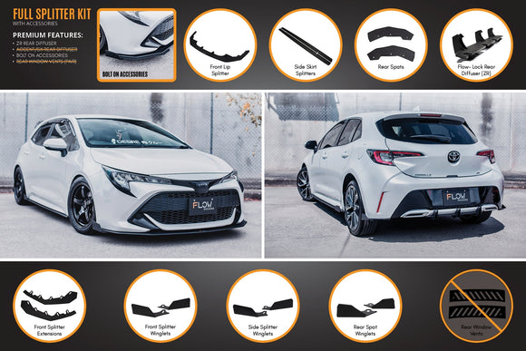 FLOW Designs  Corolla MZEA12R/ZWE211R 2018-2022 Full Lip Splitter Set - MODE Auto Concepts
