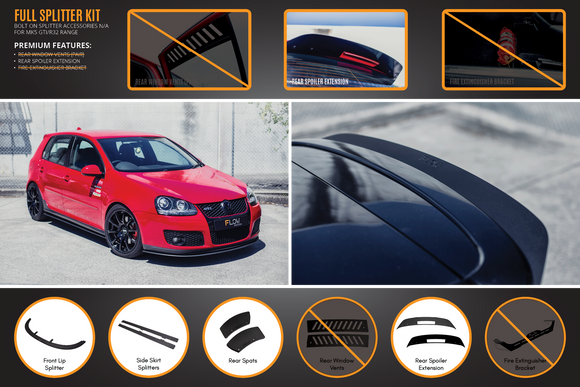 FLOW Designs  MK5 Golf GTI Full Lip Splitter Set - MODE Auto Concepts