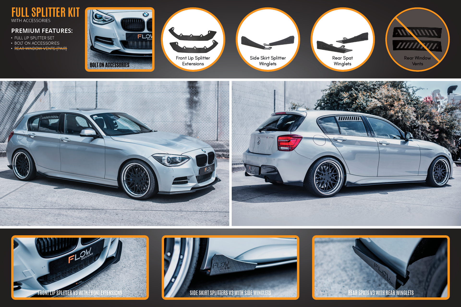 FLOW Designs  F20 Pre LCI M135 Full Lip Splitter Set - MODE Auto Concepts