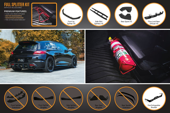 FLOW Designs  Scirocco R PFL V3 Full Lip Splitter Set - MODE Auto Concepts