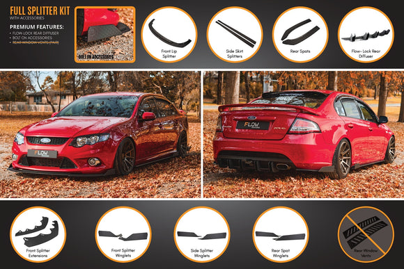 FLOW Designs  MK1 Falcon FG Full Lip Splitter Set - MODE Auto Concepts