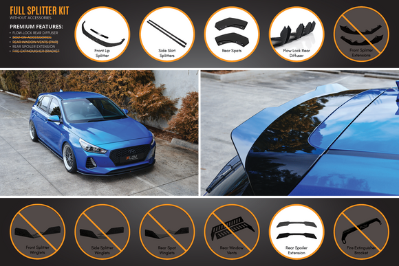 FLOW Designs  i30 SR Hatch (2017-2018) Full Lip Splitter Set - MODE Auto Concepts
