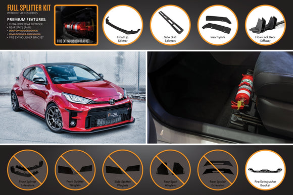 FLOW Designs  Yaris GR Full Lip Splitter Kit With Rear Diffuser - MODE Auto Concepts