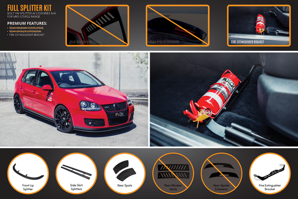 FLOW Designs  MK5 Golf GTI Full Lip Splitter Set - MODE Auto Concepts