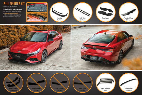 FLOW Designs  CN7 Elantra N Line Sedan 2020 Full Lip Splitter Set - MODE Auto Concepts