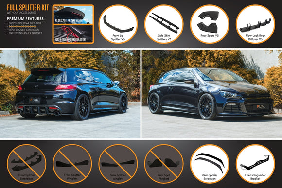 FLOW Designs  Scirocco R PFL V3 Full Lip Splitter Set - MODE Auto Concepts