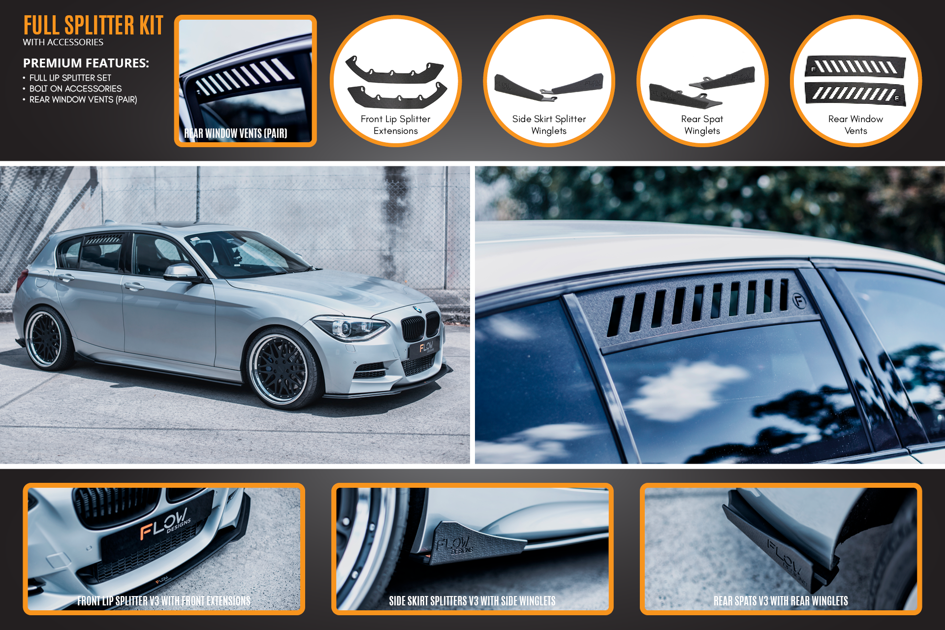 FLOW Designs  F20 Pre LCI M135 Full Lip Splitter Set - MODE Auto Concepts