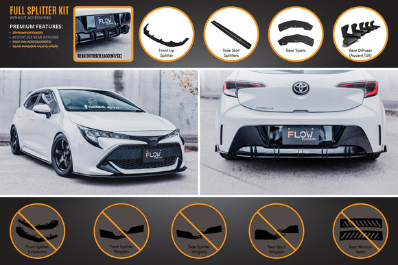 FLOW Designs  Corolla MZEA12R/ZWE211R 2018-2022 Full Lip Splitter Set - MODE Auto Concepts