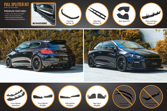 FLOW Designs  Scirocco R PFL V3 Full Lip Splitter Set - MODE Auto Concepts