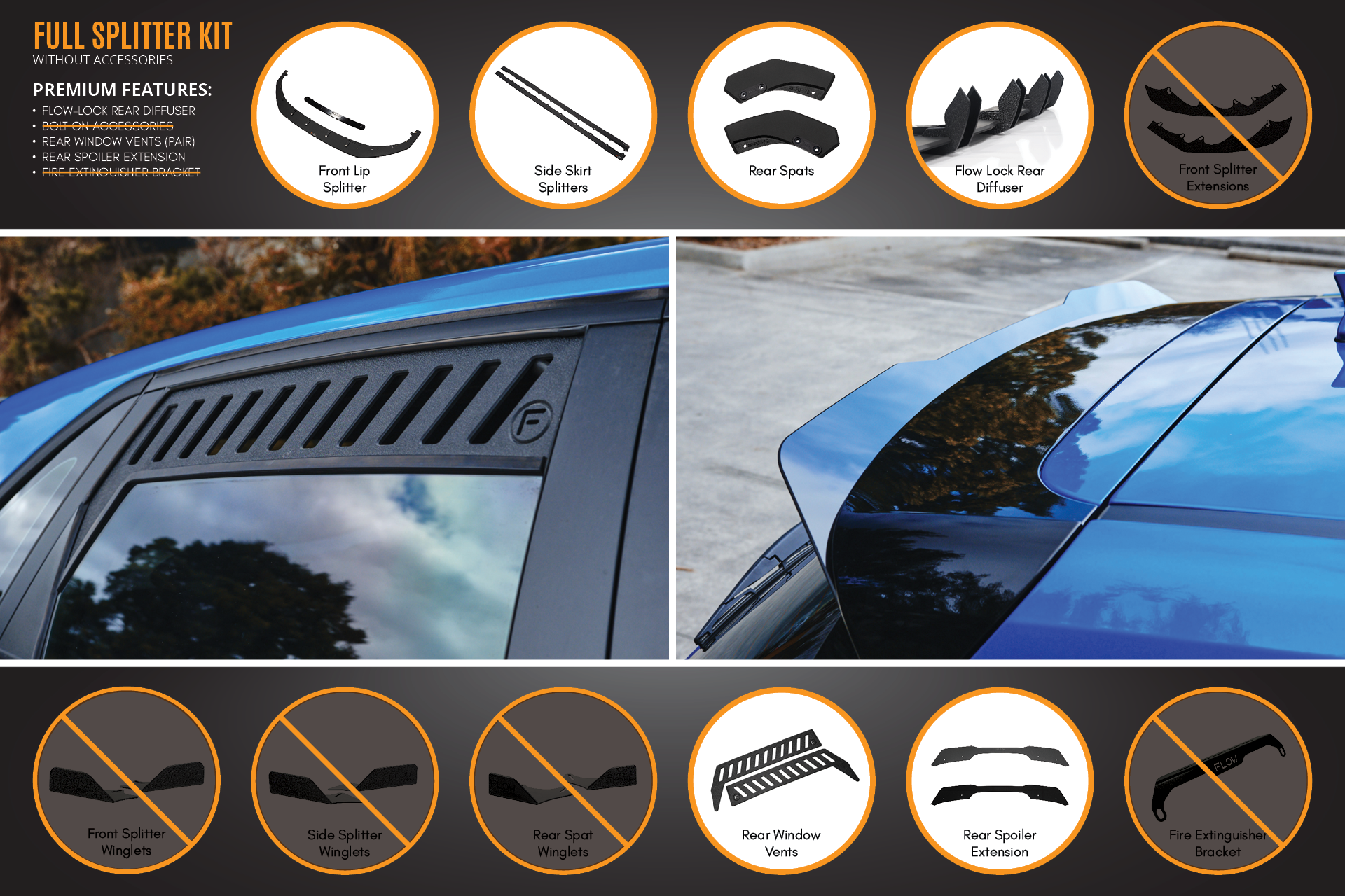 FLOW Designs  i30 SR Hatch (2017-2018) Full Lip Splitter Set - MODE Auto Concepts