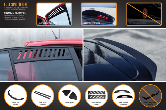 FLOW Designs  MK5 Golf R32 Full Lip Splitter Set - MODE Auto Concepts