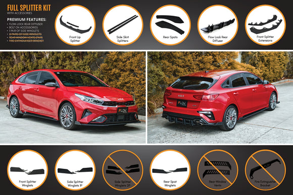 FLOW Designs  Cerato GT Hatch Facelift Full Lip Splitter Set - MODE Auto Concepts