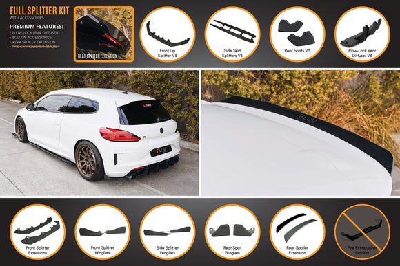 FLOW Designs  Scirocco R FL V3 Full Lip Splitter Set - MODE Auto Concepts