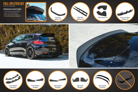 FLOW Designs  Scirocco R PFL V3 Full Lip Splitter Set - MODE Auto Concepts