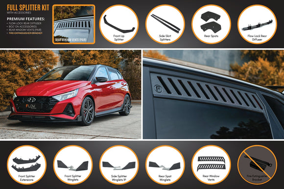 FLOW Designs  i20 N BC3 Pre-Facelift Full Lip Splitter Set - MODE Auto Concepts