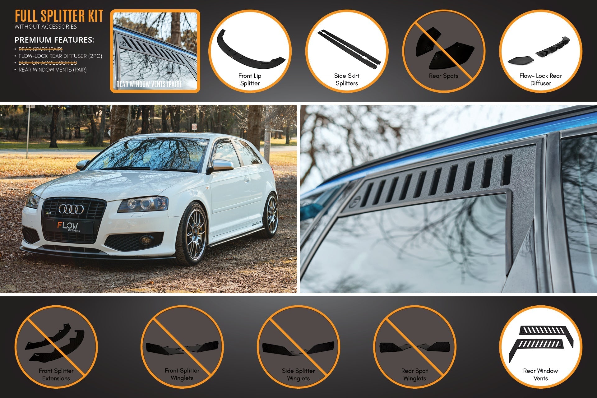 FLOW Designs  S3 8P Hatch (PFL) Full Lip Splitter Set - MODE Auto Concepts