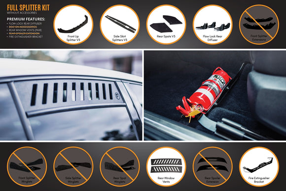 FLOW Designs  MK6 Golf R Full Lip Splitter Set WITHOUT Accessories - MODE Auto Concepts