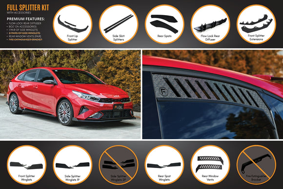 FLOW Designs  Cerato GT Hatch Facelift Full Lip Splitter Set - MODE Auto Concepts