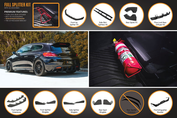 FLOW Designs  Scirocco R PFL V3 Full Lip Splitter Set - MODE Auto Concepts