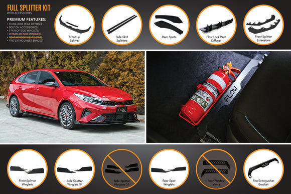 FLOW Designs  Cerato GT Hatch Facelift Full Lip Splitter Set - MODE Auto Concepts