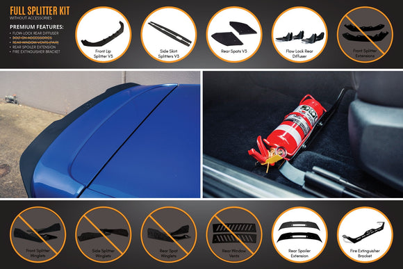 FLOW Designs  MK6 Golf R Full Lip Splitter Set WITHOUT Accessories - MODE Auto Concepts