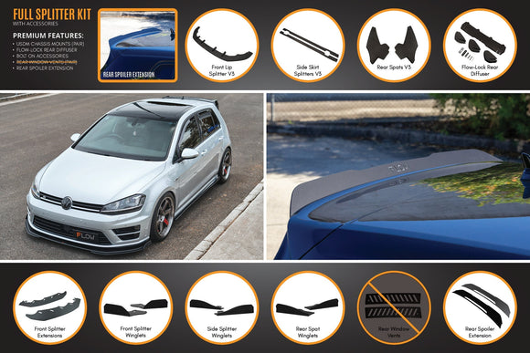 FLOW Designs  MK7 Golf R (USDM) Full Lip Splitter Set - MODE Auto Concepts