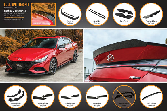 FLOW Designs  CN7 Elantra N Line Sedan 2020 Full Lip Splitter Set - MODE Auto Concepts
