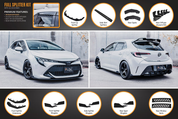 FLOW Designs  Corolla MZEA12R/ZWE211R 2018-2022 Full Lip Splitter Set - MODE Auto Concepts