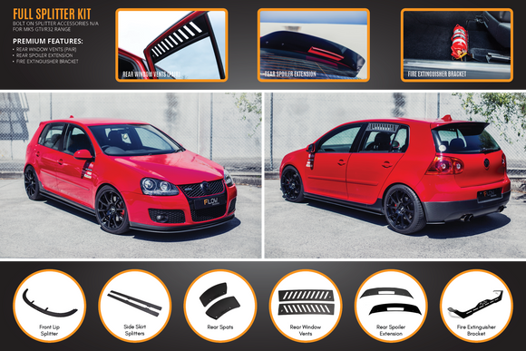 FLOW Designs  MK5 Golf GTI Full Lip Splitter Set - MODE Auto Concepts