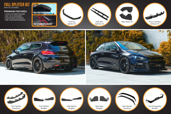 FLOW Designs  Scirocco R PFL V3 Full Lip Splitter Set - MODE Auto Concepts