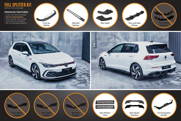FLOW Designs  MK8 Golf GTI Full Lip Splitter Set - MODE Auto Concepts