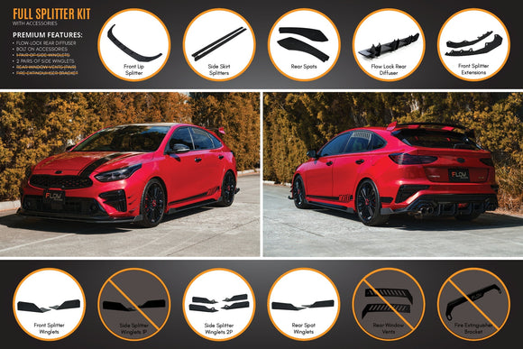 FLOW Designs  Cerato GT Hatch PFL Full Lip Splitter Set - MODE Auto Concepts