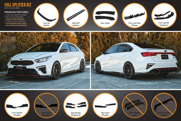FLOW Designs  Cerato GT Sedan PFL Full Lip Splitter Set - MODE Auto Concepts