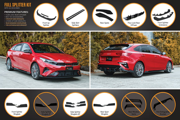 FLOW Designs  Cerato GT Hatch Facelift Full Lip Splitter Set - MODE Auto Concepts