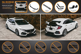 FLOW Designs  FK4/FK7 Civic RS Hatch PFL Full Lip Splitter Set - MODE Auto Concepts