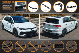 FLOW Designs  MK8 Golf R Full Lip Splitter Set - MODE Auto Concepts