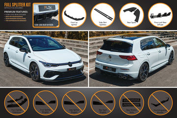 FLOW Designs  MK8 Golf R Full Lip Splitter Set - MODE Auto Concepts