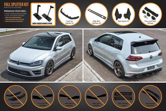 FLOW Designs  MK7 Golf R (USDM) Full Lip Splitter Set - MODE Auto Concepts