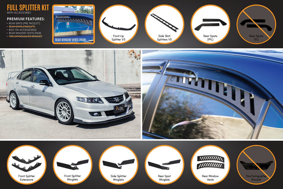 FLOW Designs  Honda Accord Euro FACELIFT CL7/CL9 Full Lip Splitter Set - MODE Auto Concepts