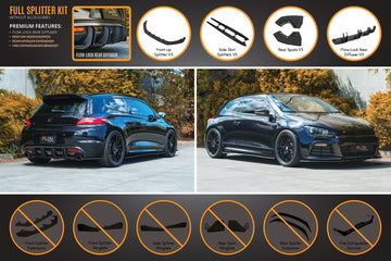 FLOW Designs  Scirocco R PFL V3 Full Lip Splitter Set - MODE Auto Concepts