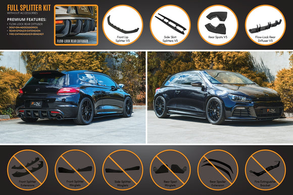 FLOW Designs  Scirocco R PFL V3 Full Lip Splitter Set - MODE Auto Concepts