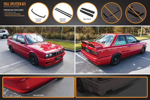 FLOW Designs  E30 M-Tech 2 Full Lip Splitter Set - MODE Auto Concepts