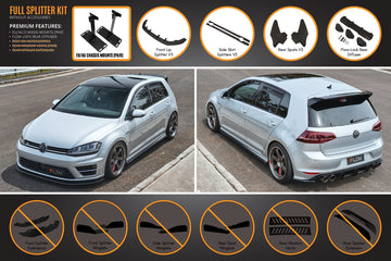 FLOW Designs  MK7 Golf R (EU/AU) Full Lip Splitter Set - MODE Auto Concepts