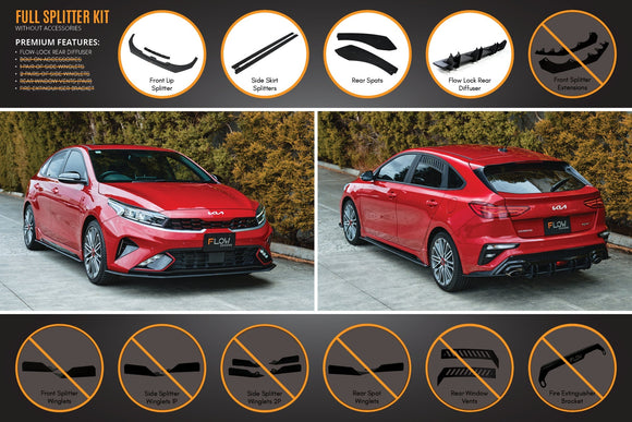 FLOW Designs  Cerato GT Hatch Facelift Full Lip Splitter Set - MODE Auto Concepts