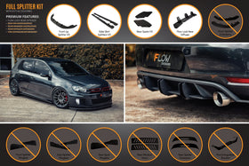 FLOW Designs  MK6 Golf GTI Full Lip Splitter Set - MODE Auto Concepts